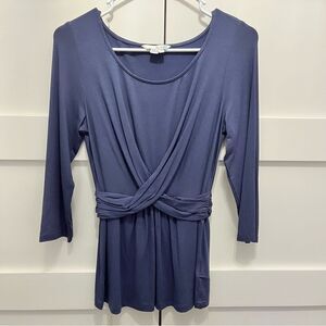 Boden faux wrap top solid navy blue size US 8
